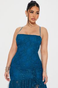 Liliana Lace Maxi Dress - Teal sold by Fashion Nova