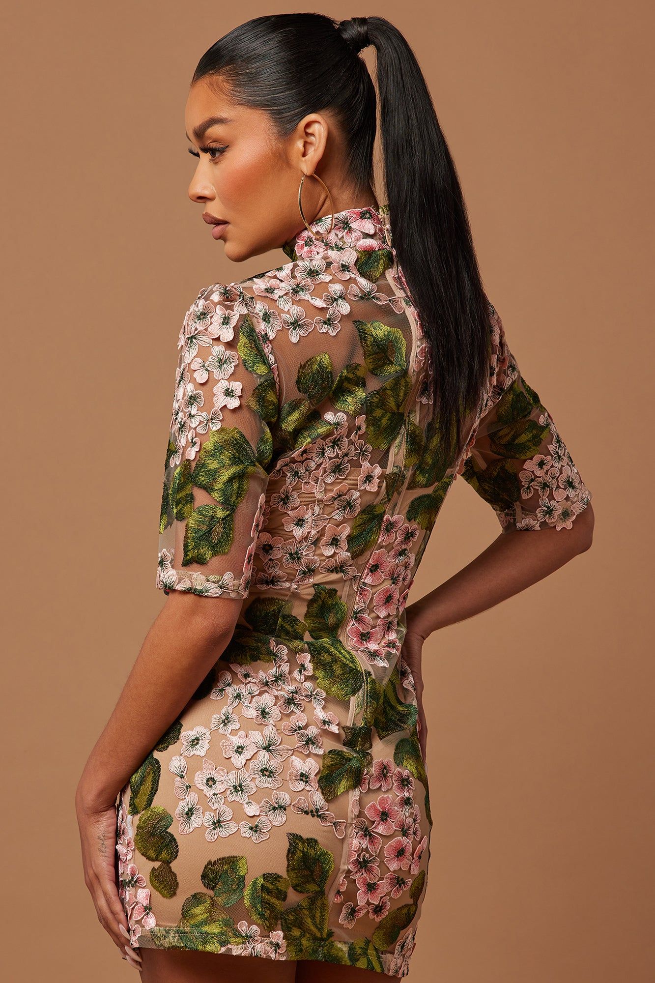 Elodie Floral Embroidered Mini Dress - Pink/combo sold by Fashion Nova product image thumbnail 4