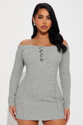Lucy Mini Dress - Heather Grey sold by Fashion Nova