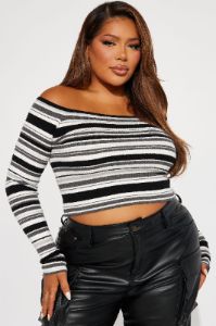 Madisyn Striped Sweater - Black/combo sold by Fashion Nova
