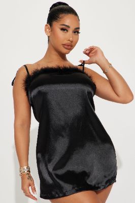 Sweet Dreams Satin Sleep Dress - Black sold by Fashion Nova