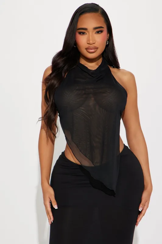Changed Your Mind Mesh Halter Top - Black sold by Fashion Nova