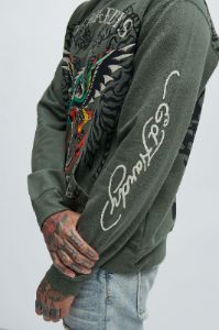 Ed Hardy Dragon Wings Hoodie - Olive sold by Fashion Nova