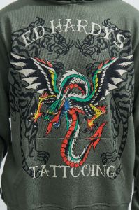 Ed Hardy Dragon Wings Hoodie - Olive sold by Fashion Nova