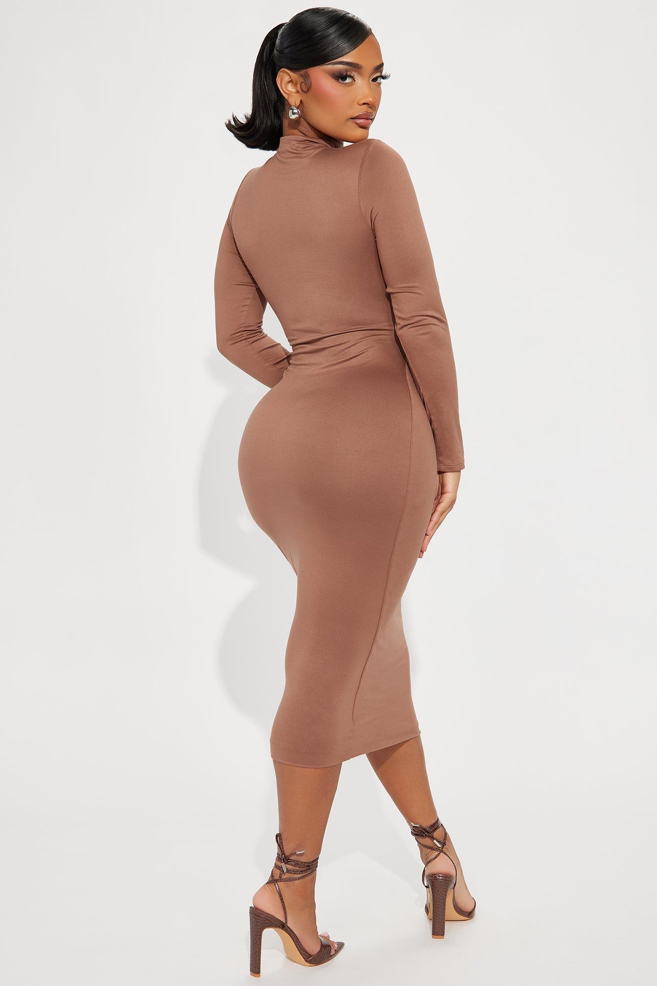 Efina Double Lined Midi Dress - Chocolate sold by Fashion Nova product image thumbnail 3