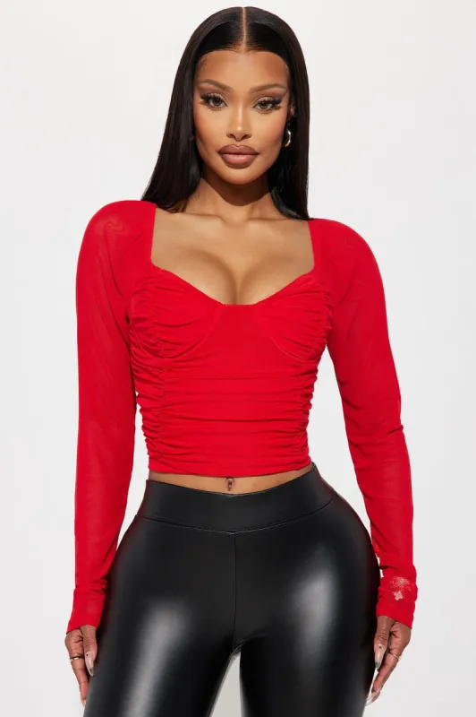 Best You've Ever Had Mesh  Top - Red sold by Fashion Nova