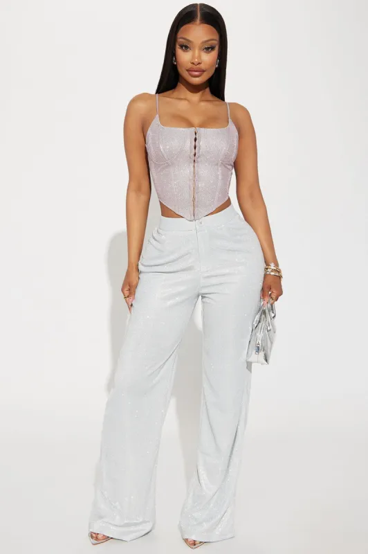 Midnight Illusions Glitter Trouser - Silver sold by Fashion Nova