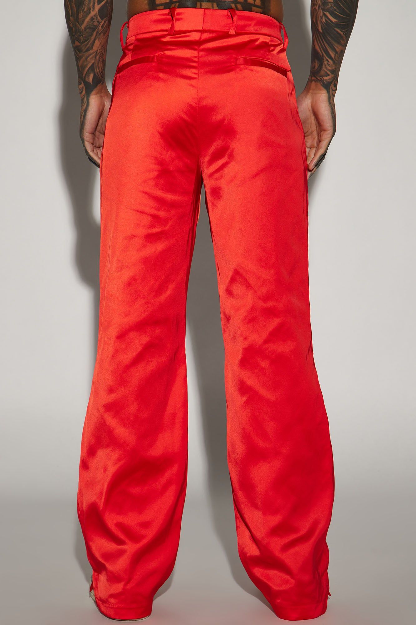 Florence Satin Relaxed Flare Trousers - Red sold by Fashion Nova product image thumbnail 3