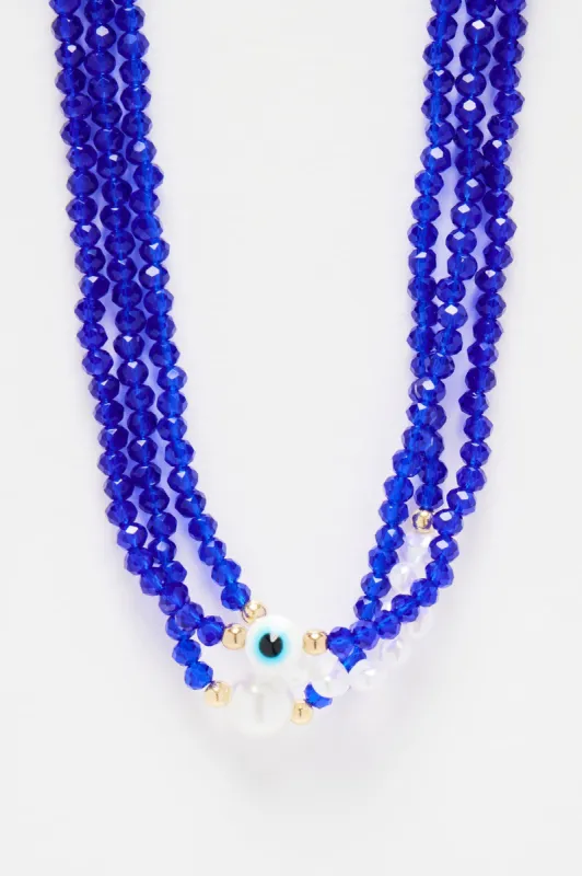 Pearl Of Wisdom Layered Necklace - Blue sold by Fashion Nova