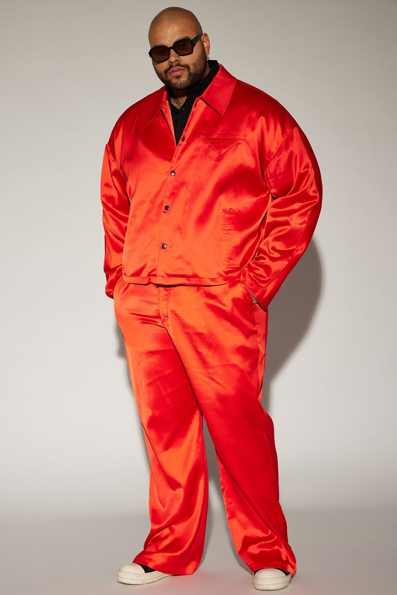 Florence Satin Relaxed Flare Trousers - Red sold by Fashion Nova product image thumbnail 5