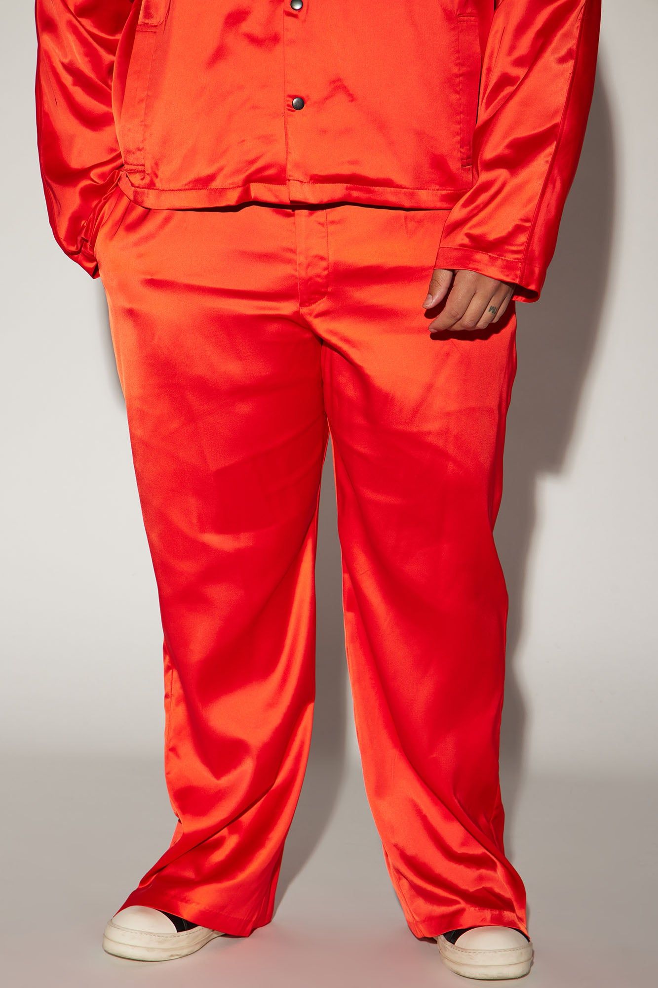 Florence Satin Relaxed Flare Trousers - Red sold by Fashion Nova product image thumbnail 4