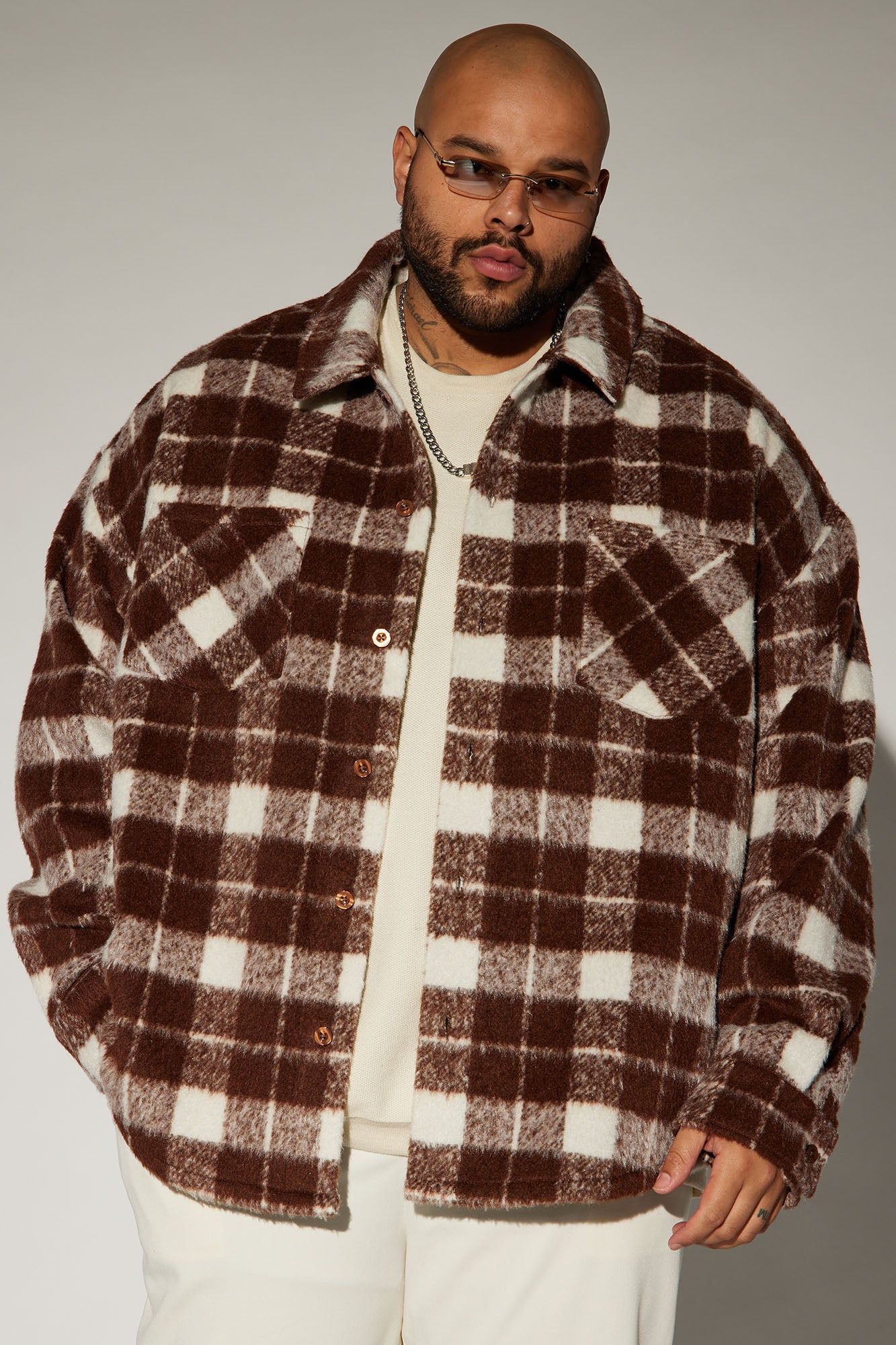 See What Happens Shacket - Brown/combo sold by Fashion Nova product image thumbnail 4