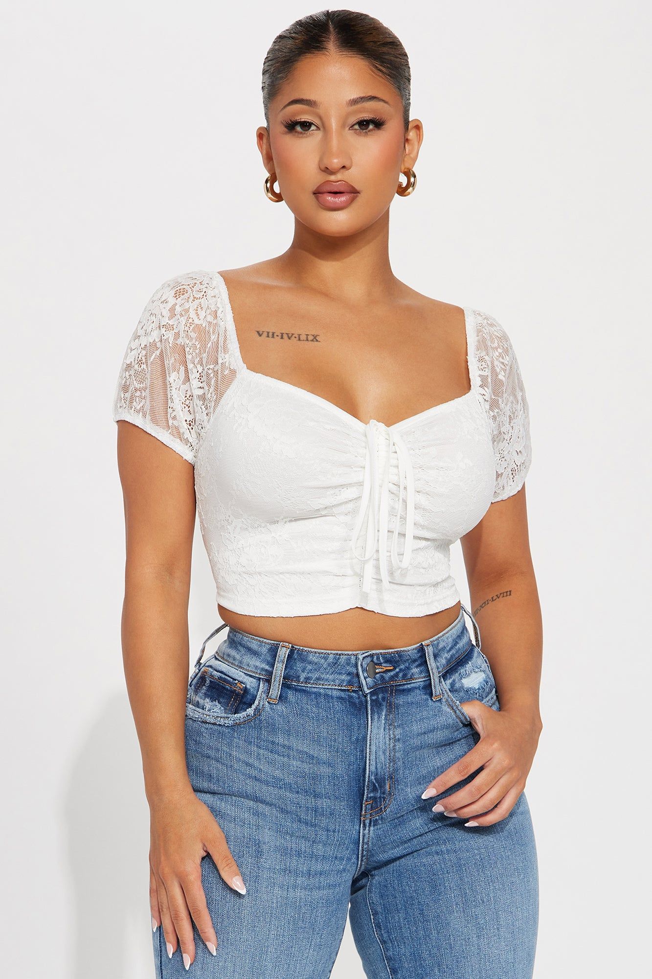 Luna Lace Crop Top - White sold by Fashion Nova
