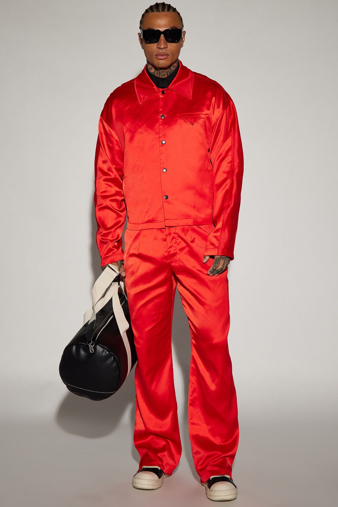 Florence Satin Relaxed Flare Trousers - Red sold by Fashion Nova product image thumbnail 2