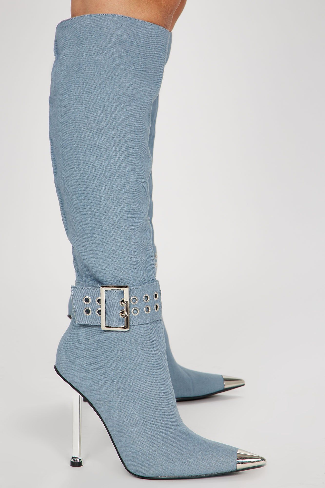 Liberty Buckle Knee Hight Boots - Denim sold by Fashion Nova product image thumbnail 3