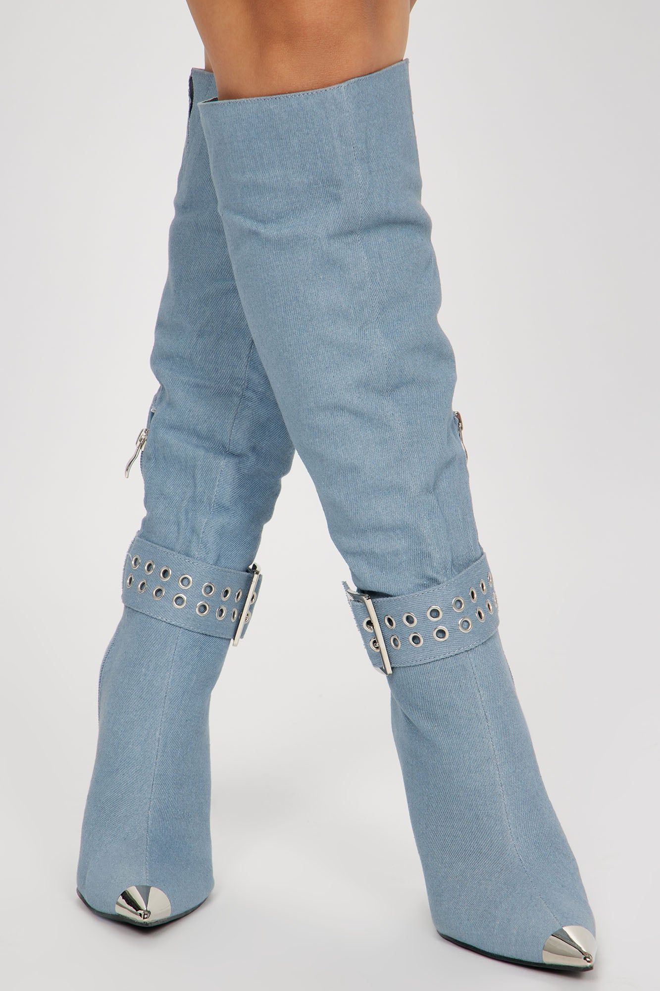 Liberty Buckle Knee Hight Boots - Denim sold by Fashion Nova product image thumbnail 2