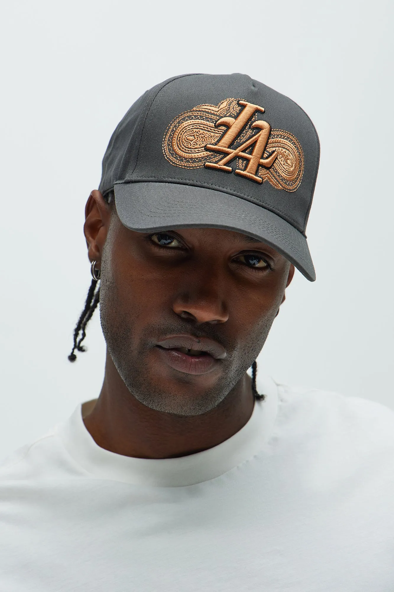 La Paisley Snapback Hat - Grey sold by Fashion Nova