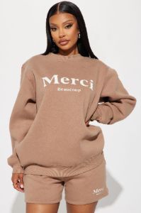 Merci Fleece Short Set - Mocha sold by Fashion Nova