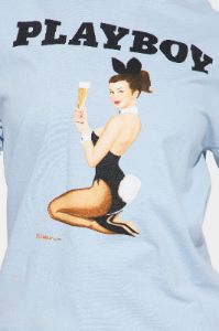Playboy Bunny Washed Tshirt - Blue sold by Fashion Nova