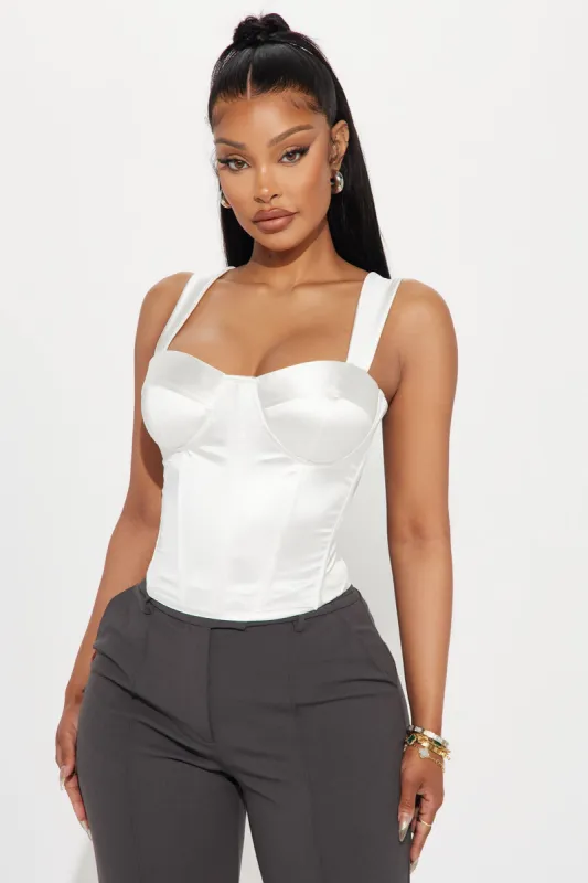 Madly In Love Satin Corset Top - Ivory sold by Fashion Nova