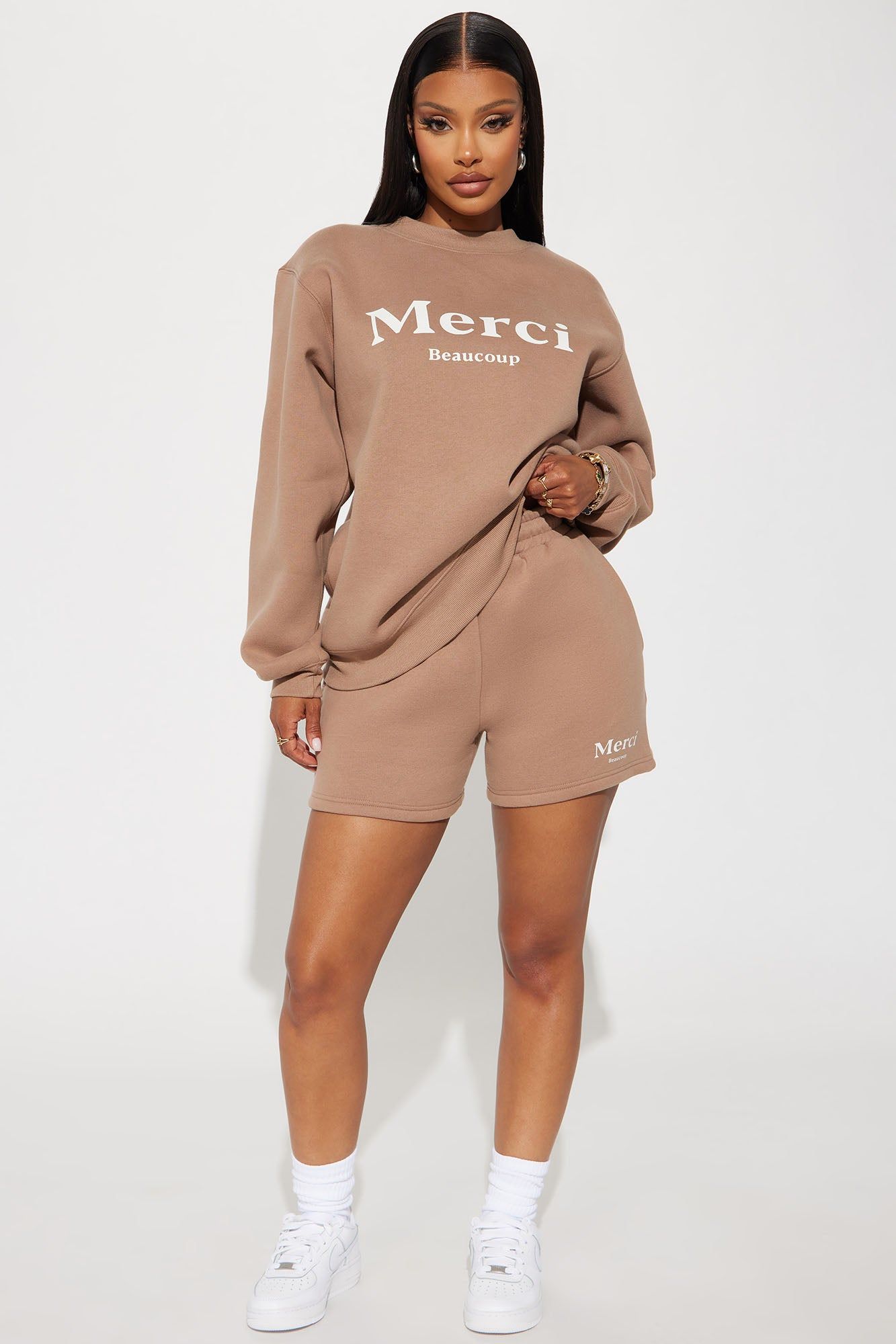 Merci Fleece Short Set - Mocha sold by Fashion Nova