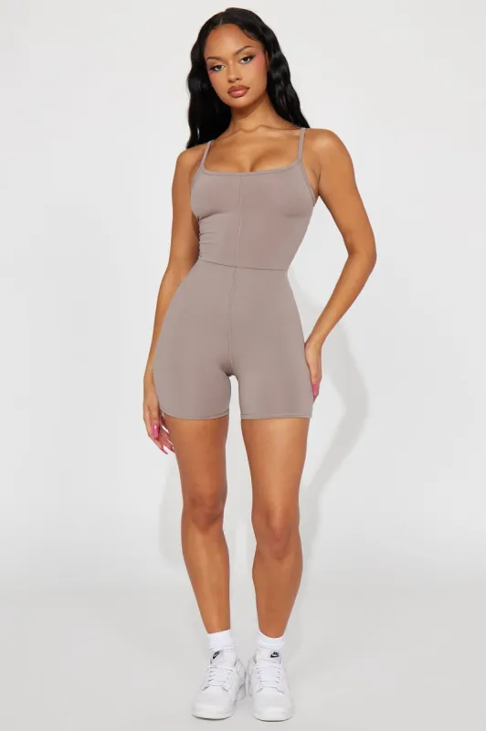 High Speed Active Romper - Charcoal sold by Fashion Nova