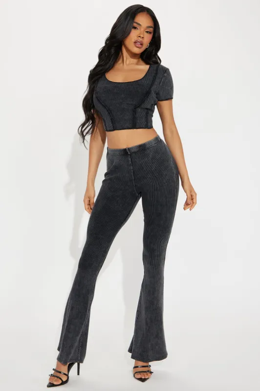 Get To Know Me Washed Pant Set - Black sold by Fashion Nova