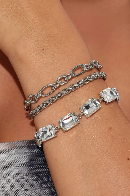 Squad Goals Bracelet Set - Silver sold by Fashion Nova