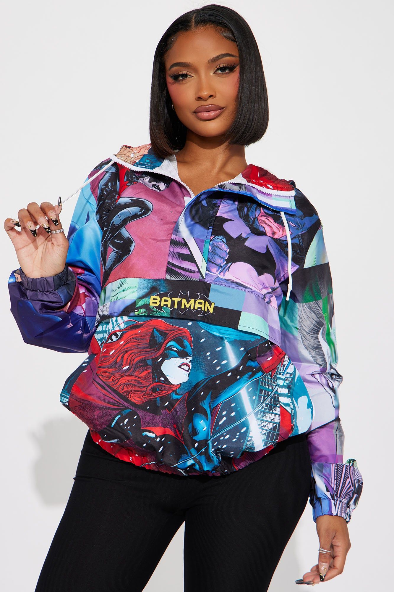 Batman Pullover Windbreaker - Black sold by Fashion Nova