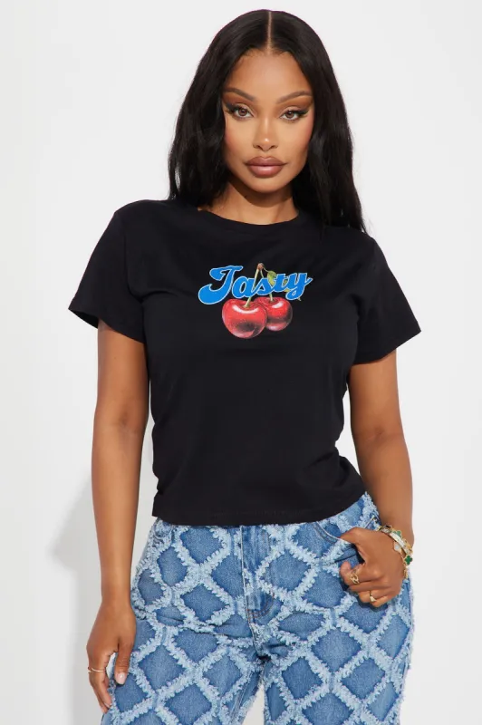 Tasty Cherry Fitted Tee - Black sold by Fashion Nova