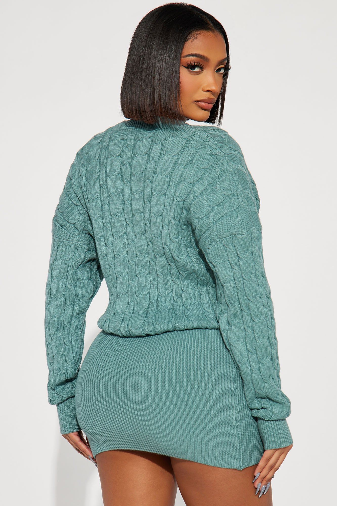 Abbey Sweater Mini Dress - Teal sold by Fashion Nova product image thumbnail 3