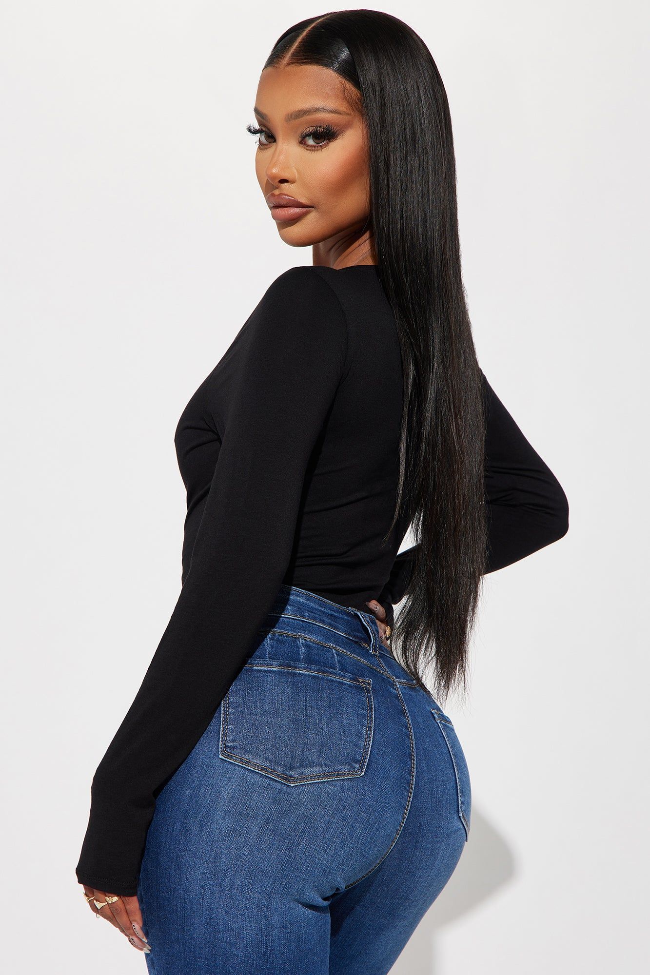 Bailey Long Sleeve Bodysuit - Black sold by Fashion Nova product image thumbnail 4
