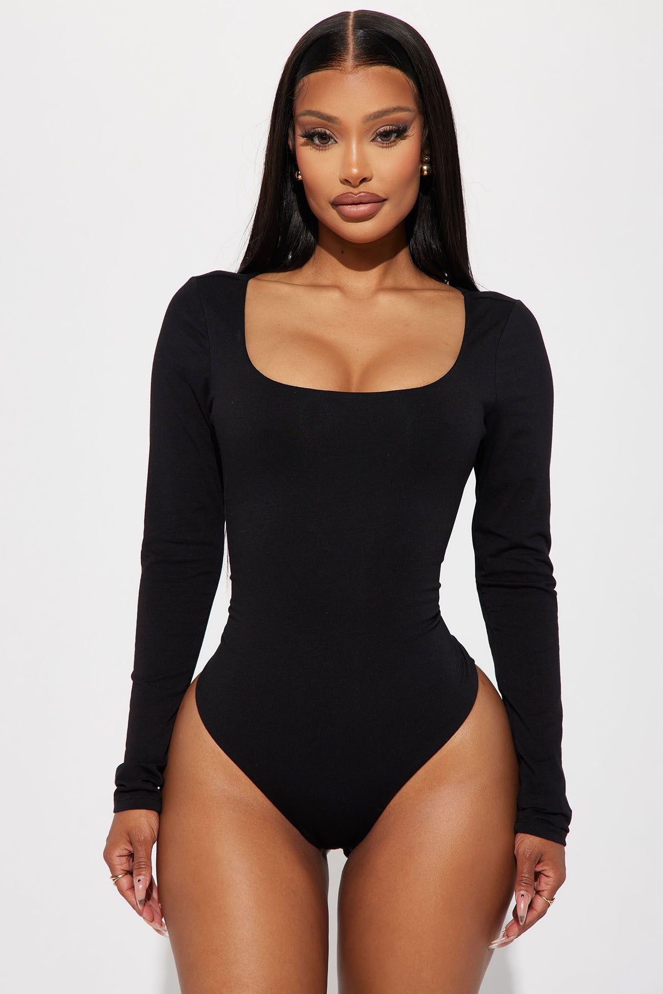 Bailey Long Sleeve Bodysuit - Black sold by Fashion Nova