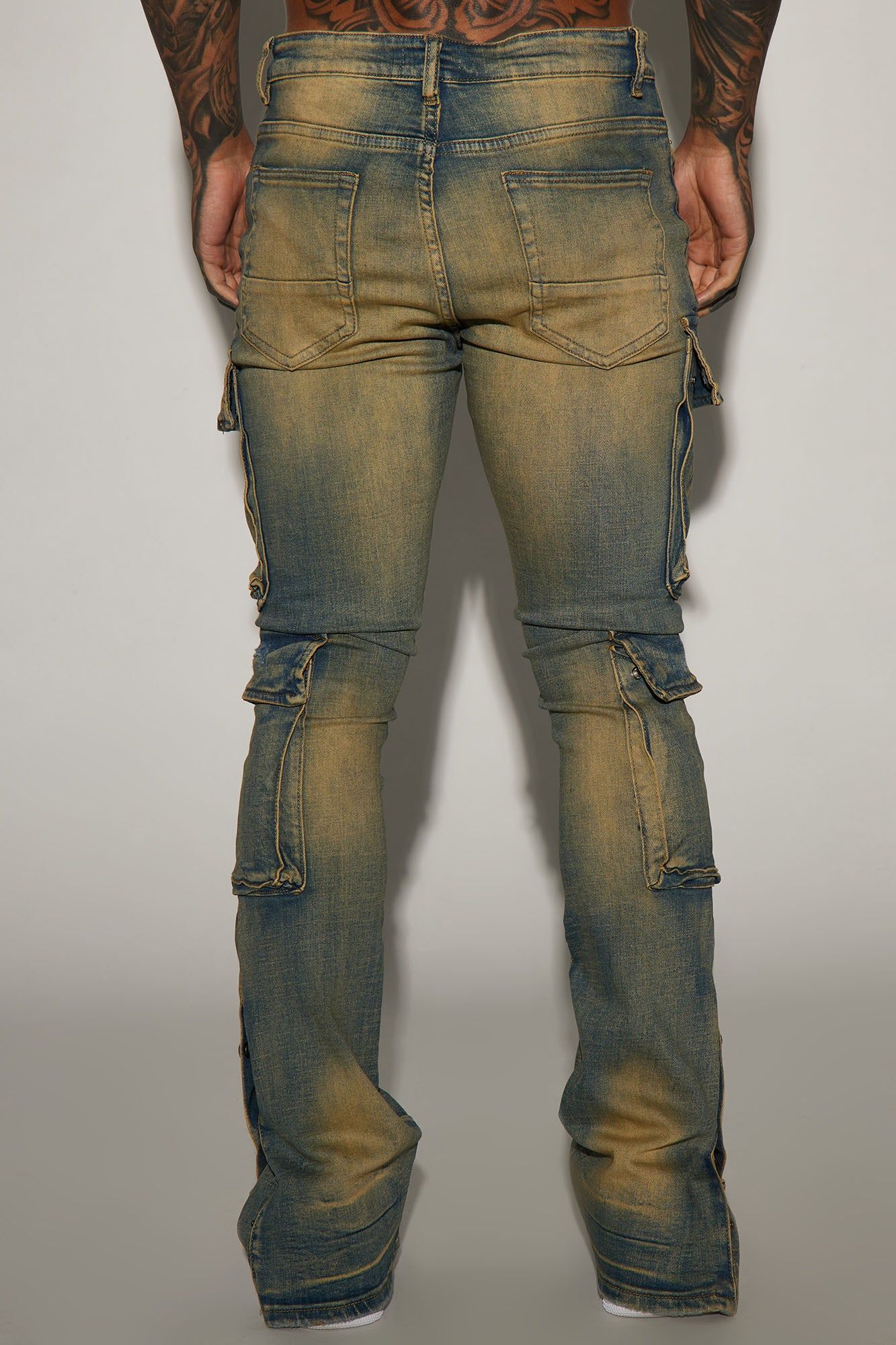 On The Set Stacked Skinny Snap Flare Jeans - Vintage Wash sold by Fashion Nova product image thumbnail 4