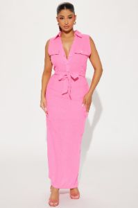 Professional Presence Linen Maxi Dress - Pink sold by Fashion Nova