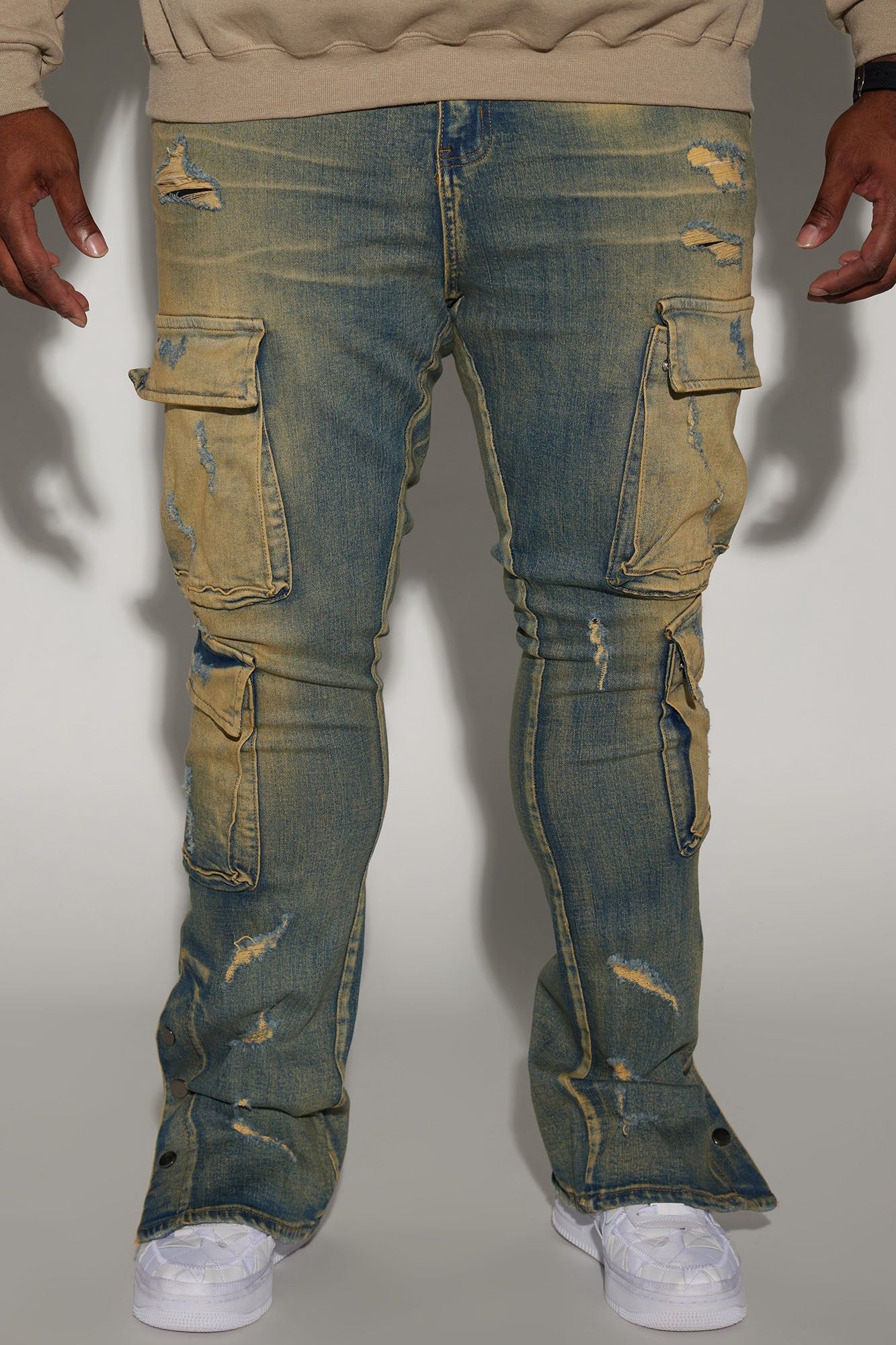 On The Set Stacked Skinny Snap Flare Jeans - Vintage Wash sold by Fashion Nova product image thumbnail 5