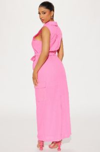 Professional Presence Linen Maxi Dress - Pink sold by Fashion Nova