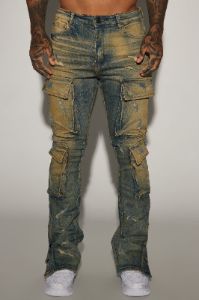 On The Set Stacked Skinny Snap Flare Jeans - Vintage Wash sold by Fashion Nova