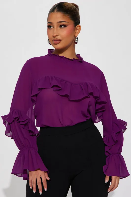 Birdie Blouse Top - Purple sold by Fashion Nova