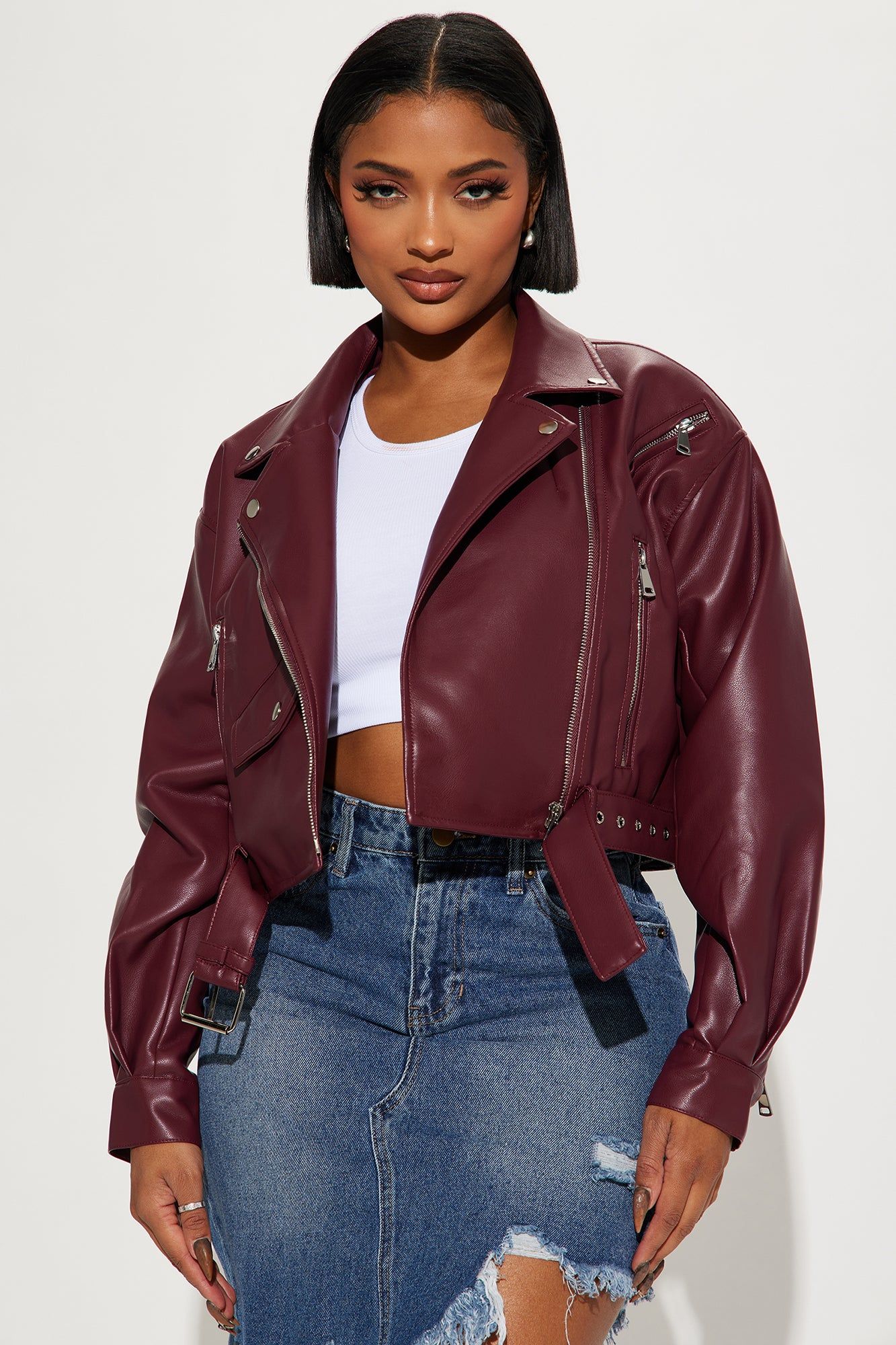 Heartbreaker Moto Jacket - Burgundy sold by Fashion Nova