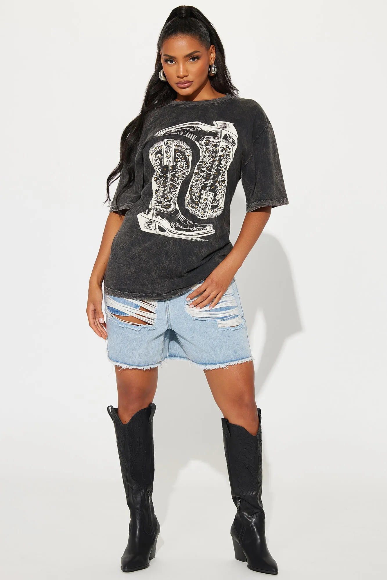 Head Over Boots In Love Washed Tee - Black Wash sold by Fashion Nova product image thumbnail 2