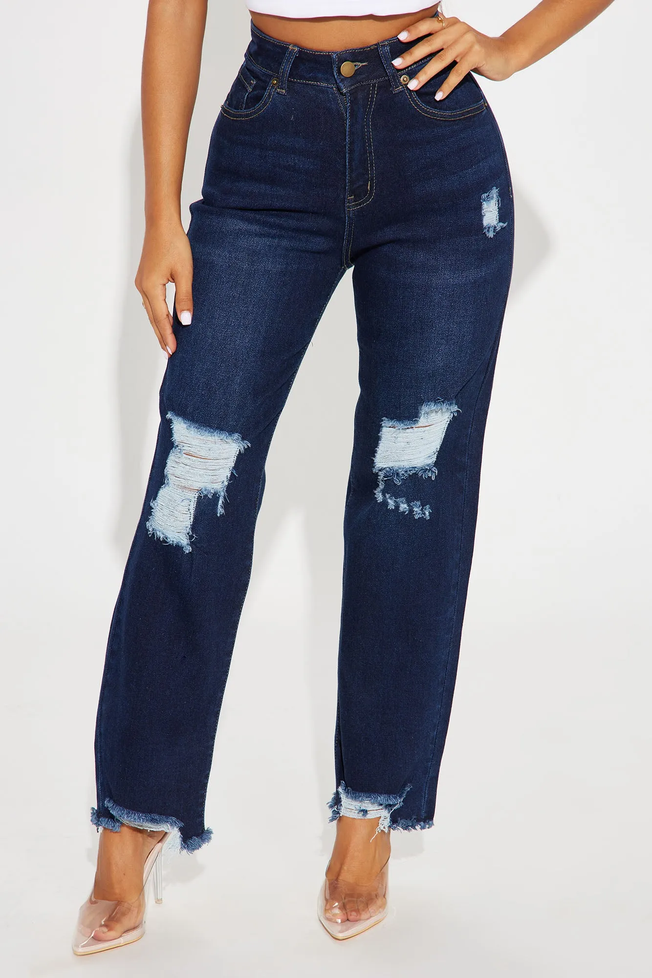 Jayden Distressed Straight Leg Ankle Jeans - Dark Wash sold by Fashion Nova product image thumbnail 2