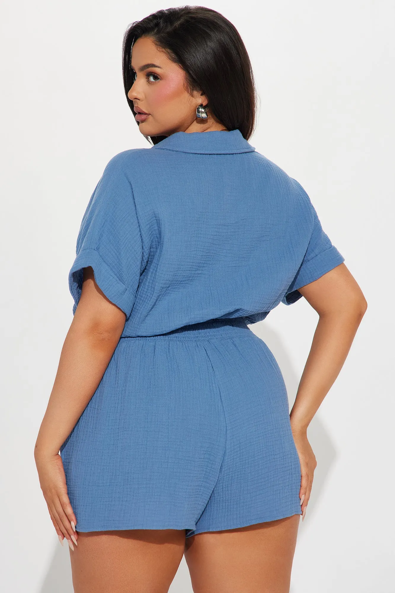 Danielle Collared Romper - Slate Blue sold by Fashion Nova product image thumbnail 5