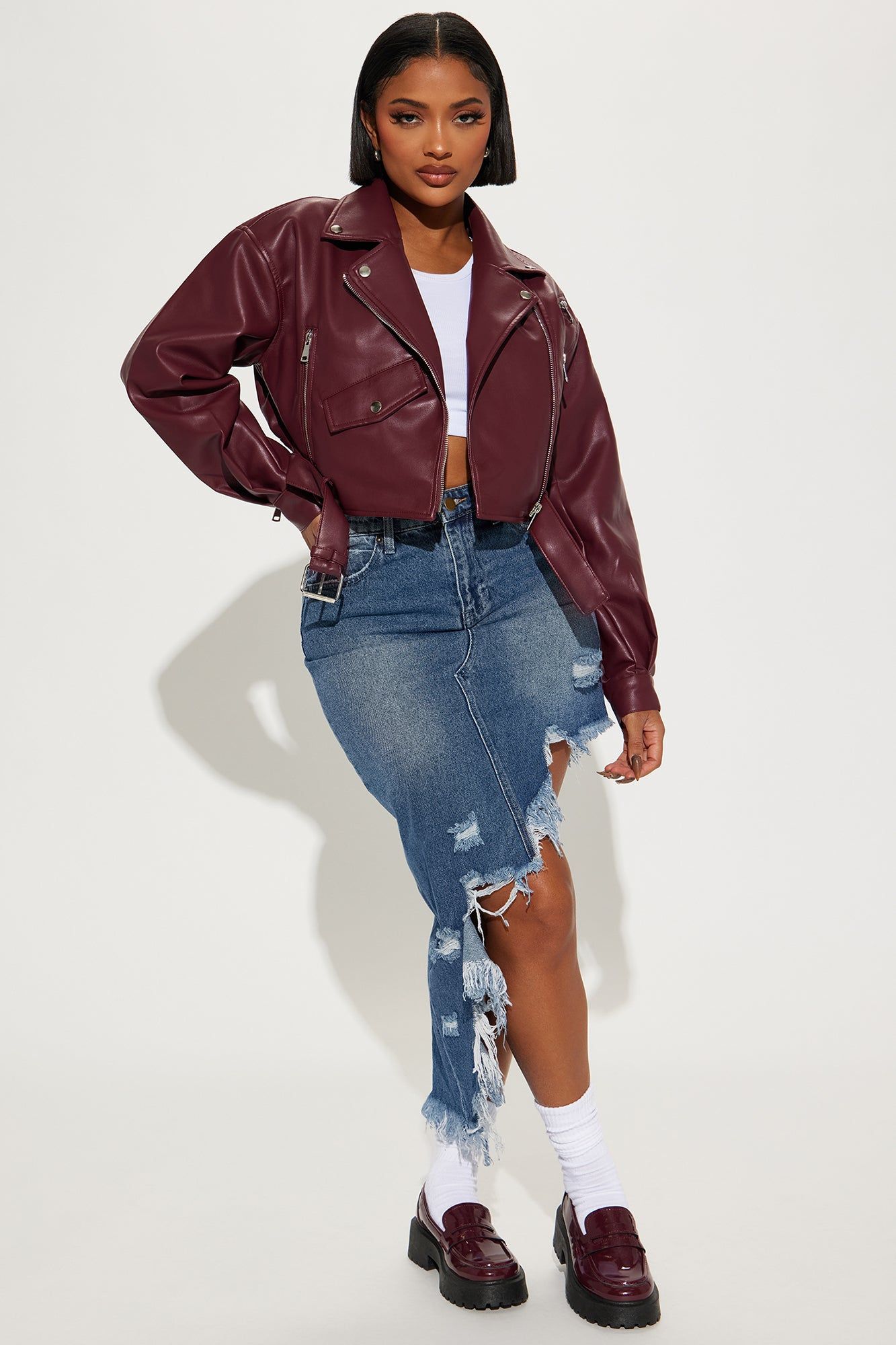 Heartbreaker Moto Jacket - Burgundy sold by Fashion Nova product image thumbnail 2
