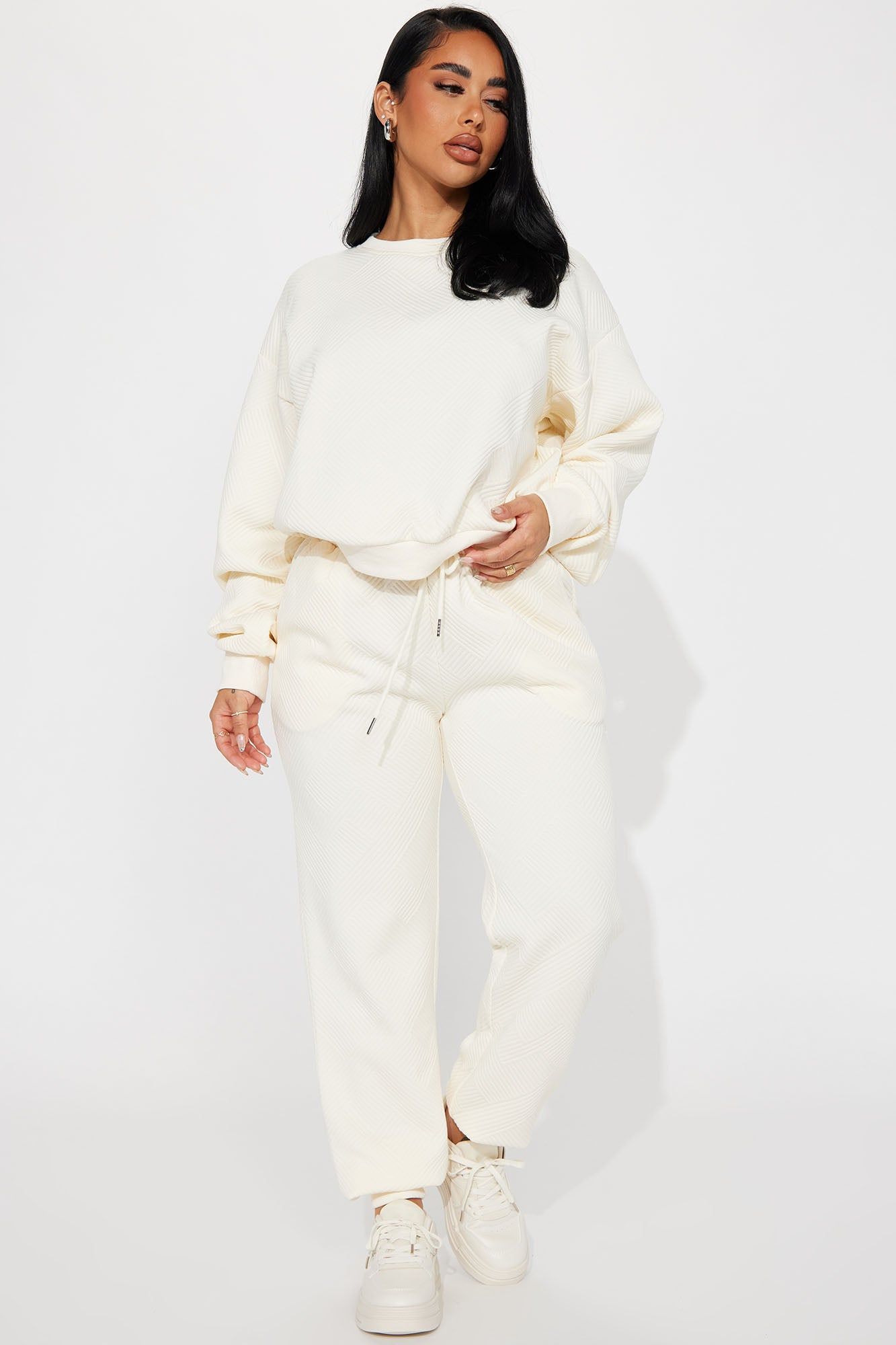Annabelle Textured Sweatsuit - Cream sold by Fashion Nova