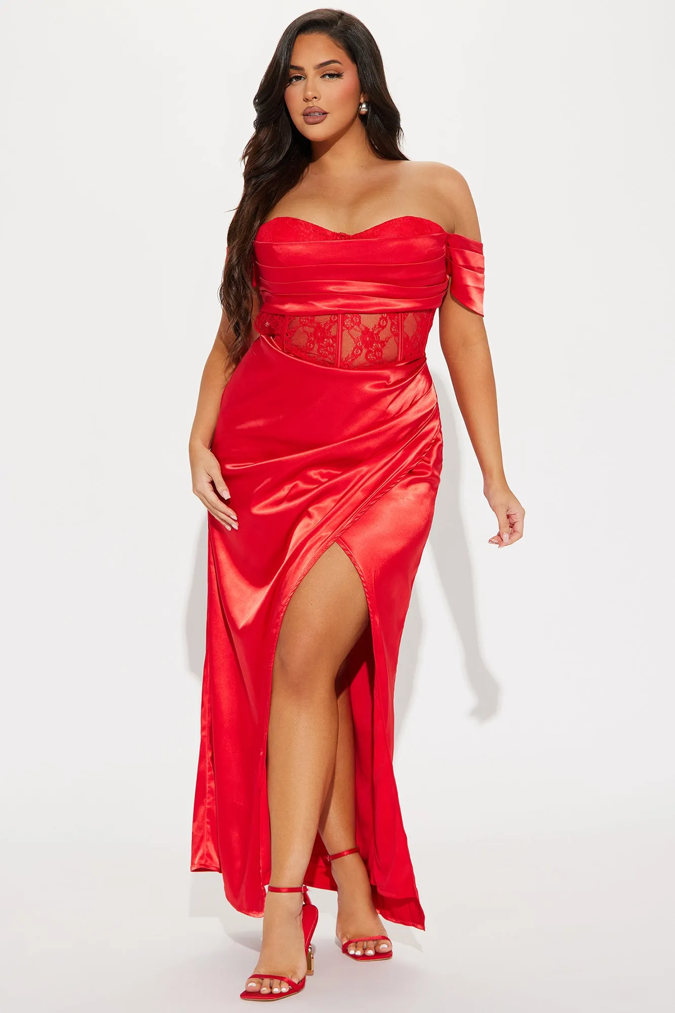 Perfection Satin Lace Gown - Red sold by Fashion Nova product image thumbnail 4