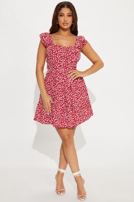 Hayden Floral Mini Dress - Red sold by Fashion Nova
