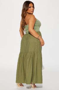 Helen Ribbed Maxi Dress - Olive sold by Fashion Nova