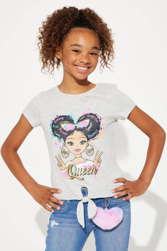 Mini Cute Girl Short Sleeve Tee - Heather Grey sold by Fashion Nova