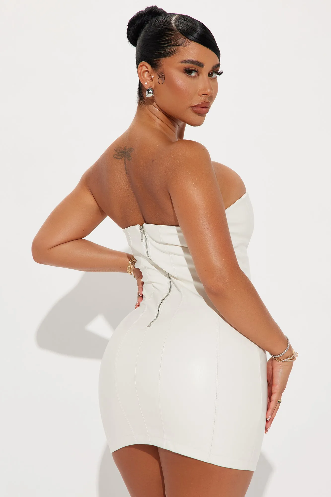 Sleek Rebel Leather Mini Dress - Ivory sold by Fashion Nova product image thumbnail 3